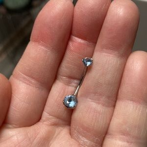 Industrial Strength Titanium Prong Set Aqua CZ Navel Curve